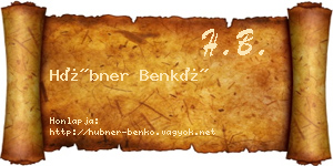 Hübner Benkő névjegykártya